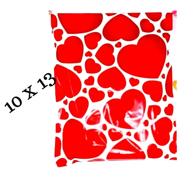 Sobres publicitarios de polietileno de corazón rojo