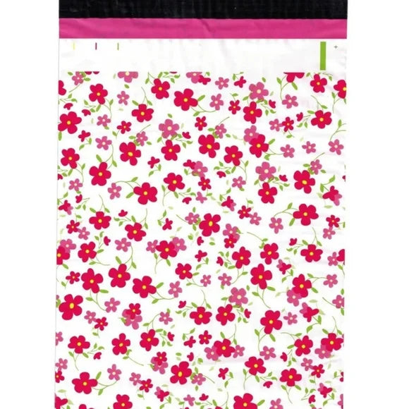 Sobres de polietileno con flores rosas y rojas 6x9