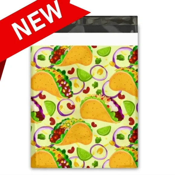 Sobres publicitarios de polietileno para fiesta de tacos, 10x13