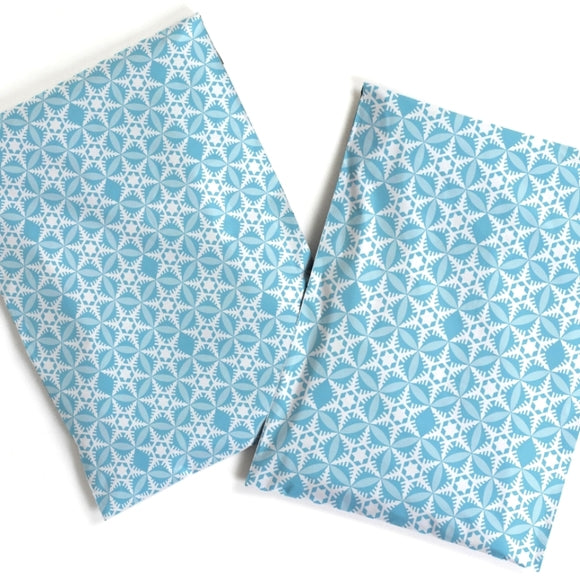 Blue and White Snowflake Poly Mailers 10x13