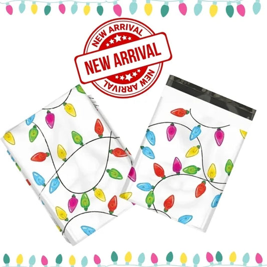 Colorful Christmas Lights Poly Mailers 10x13