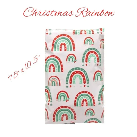 Christmas Rainbow Poly Mailers 7.5 x 10