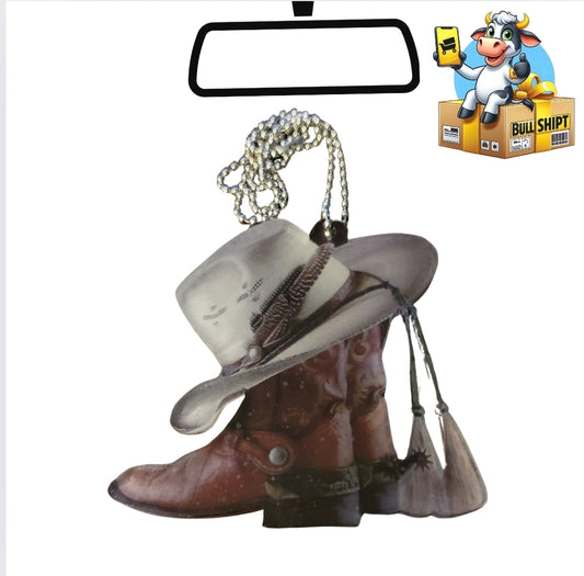 Boots and Hat rearview mirror dangler