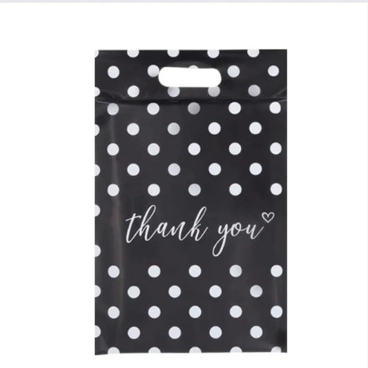 Black with white polka dots with handles 10x13