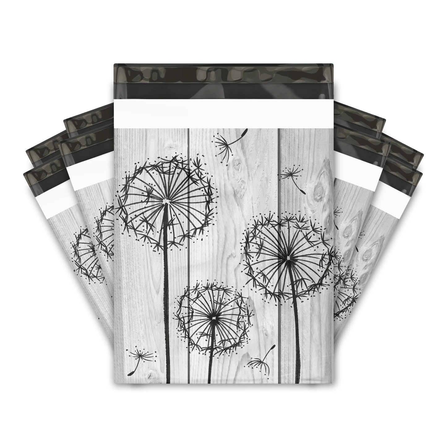 Black Dandelion Poly Mailers 10x13