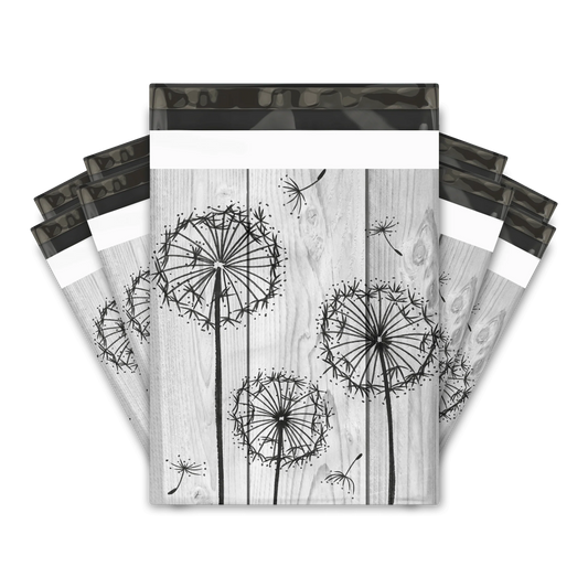 Black Dandelion Poly Mailers 10x13