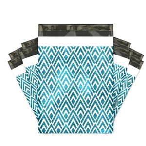 Turquoise Geometric Poly Mailers 10x13