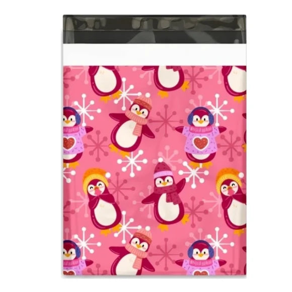 Pink Penguins Poly Mailers 10x13