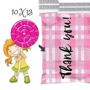 Pink Plaid Poly Mailers 10x13