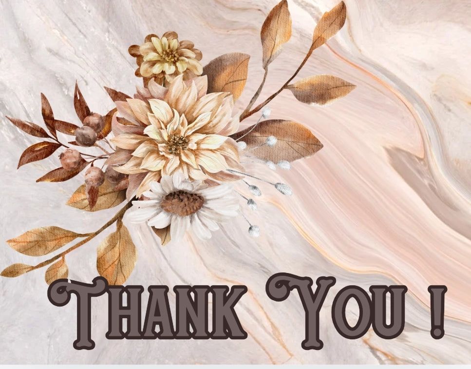 Thank You- Rustic flowers swirl