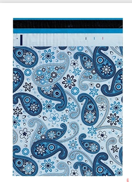 6x9 Blue Paisley poly mailers