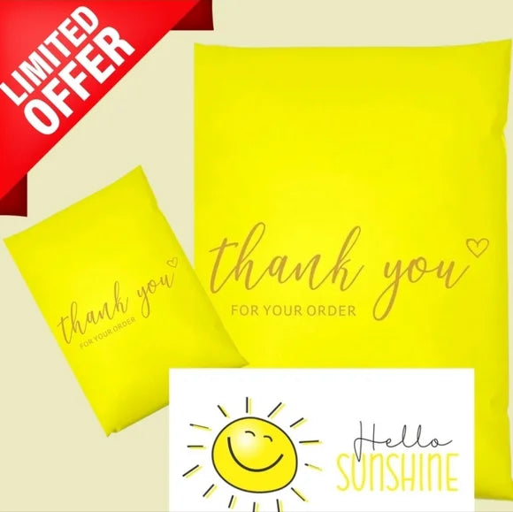 Yellow Thank You Poly Mailers 10x13